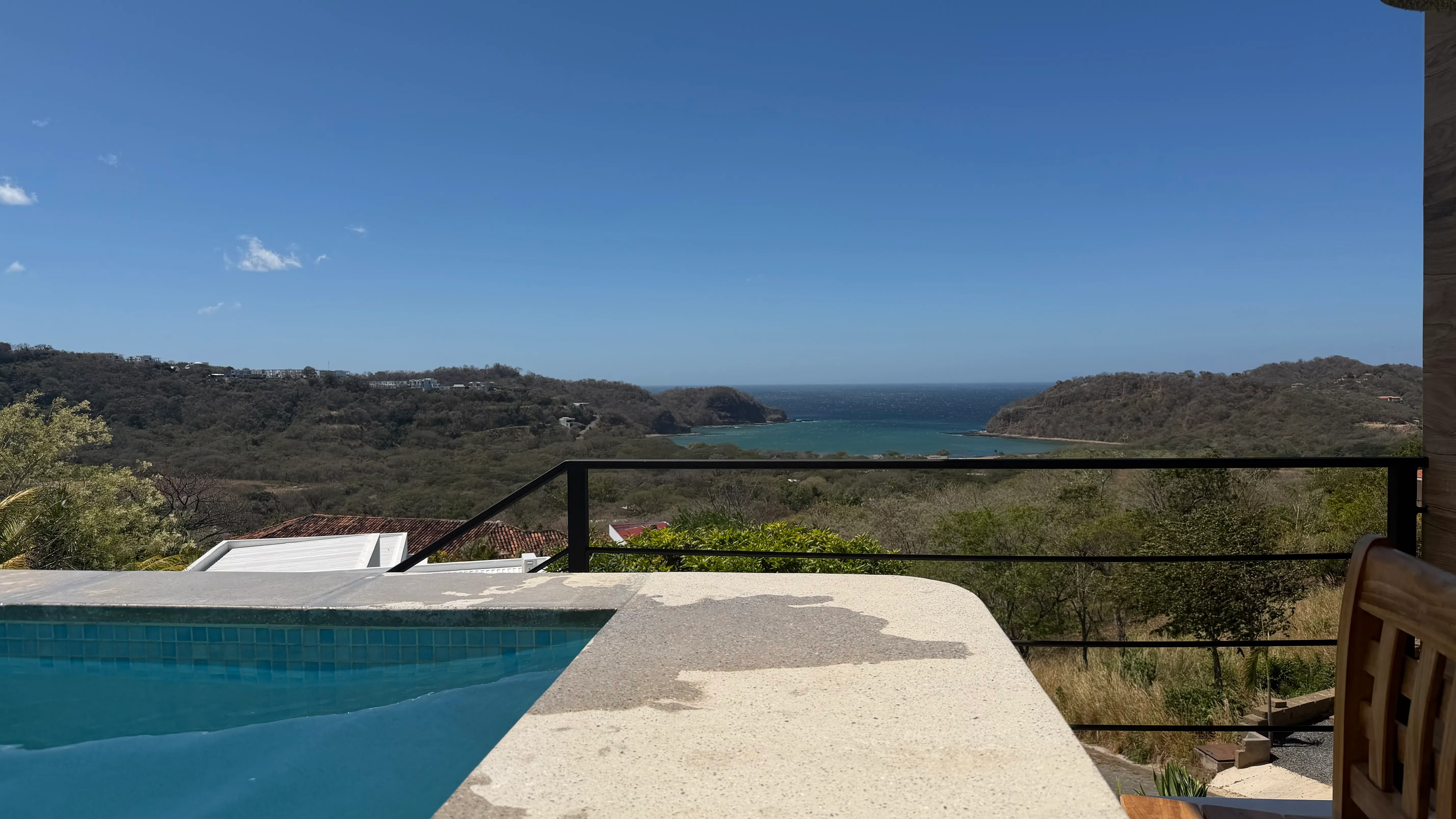 Bay view from a hillside pool in San Juan Del Sur